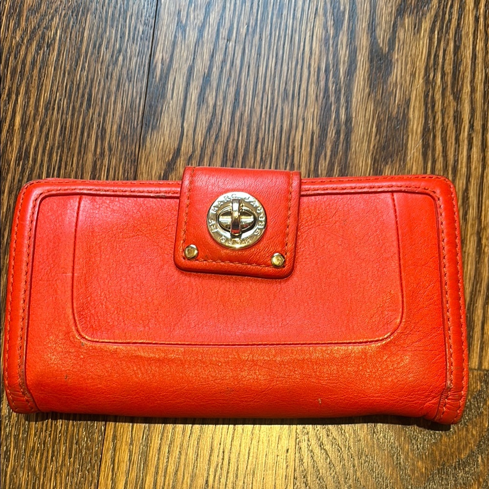 Marc By Marc Jacobs Red Wallet with Gold Emblem